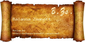 Balassa Zsanett névjegykártya